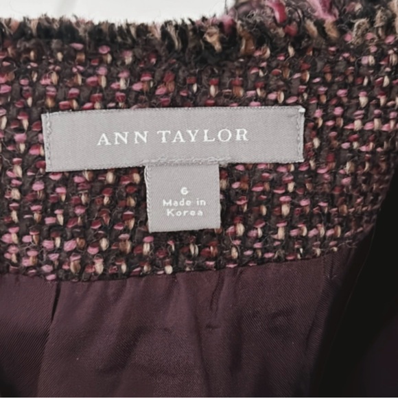 Ann Taylor Wool Tweed Two Piece Set Blazer Skirt Fringe Women 6 Office Feminine - Picture 9 of 16